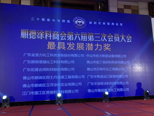 顺德涂料商会20周年庆典 广东中秀荣膺最具发展潜力奖，引领国内贸易代理新篇章